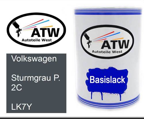 Volkswagen, Sturmgrau P. 2C, LK7Y: 500ml Lackdose, von ATW Autoteile West.